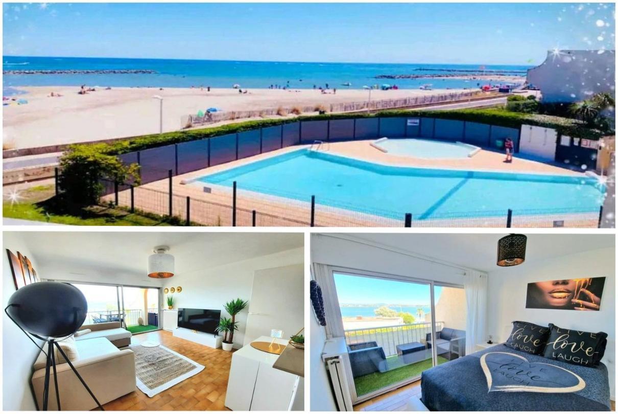 Appartement 1Ere Ligne Piscine Terrasse Au Bord De La Plage Front De Mer Avec 6 Velos Palavas-les-Flots Eksteriør bilde